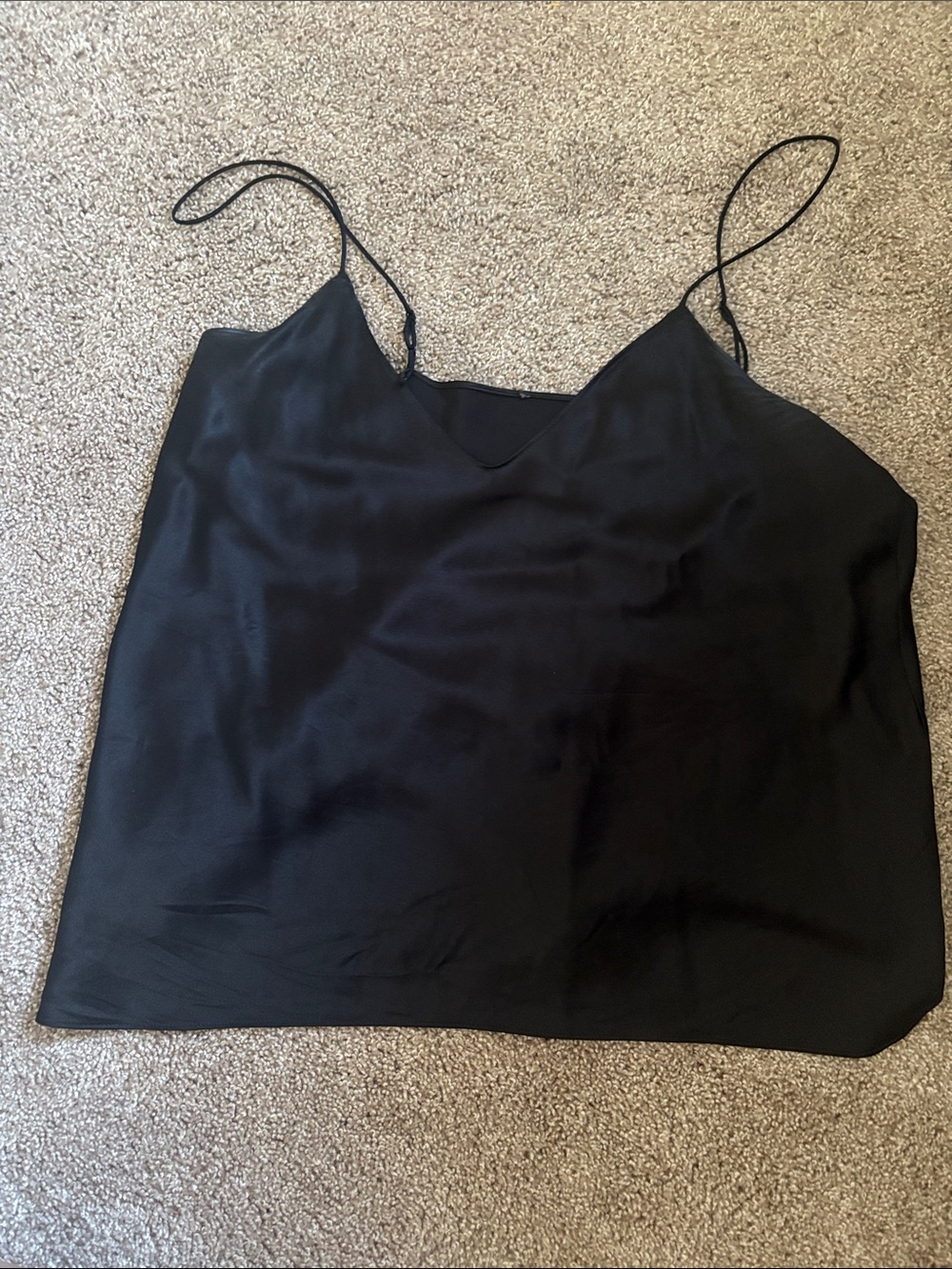 Banana republic 100% silk Black Satin V-Neck Cami Top